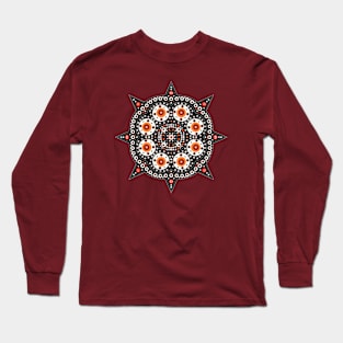 Eight-Pointed Mandala Orange-White Long Sleeve T-Shirt